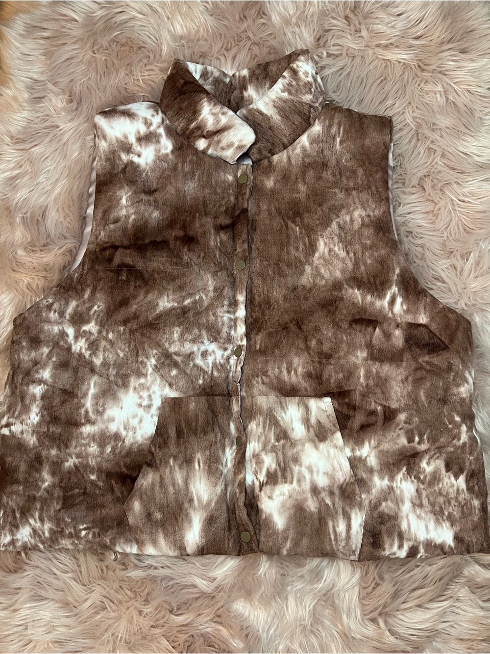 SHEIN Curve 2XL Brown and White Quilted Jacket